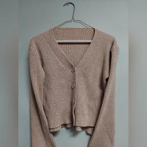SHEIN One-Size Cropped Warm/Light Taupe Cardigan